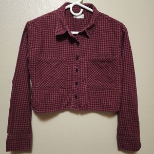 Long Sleeve Checkered Crop